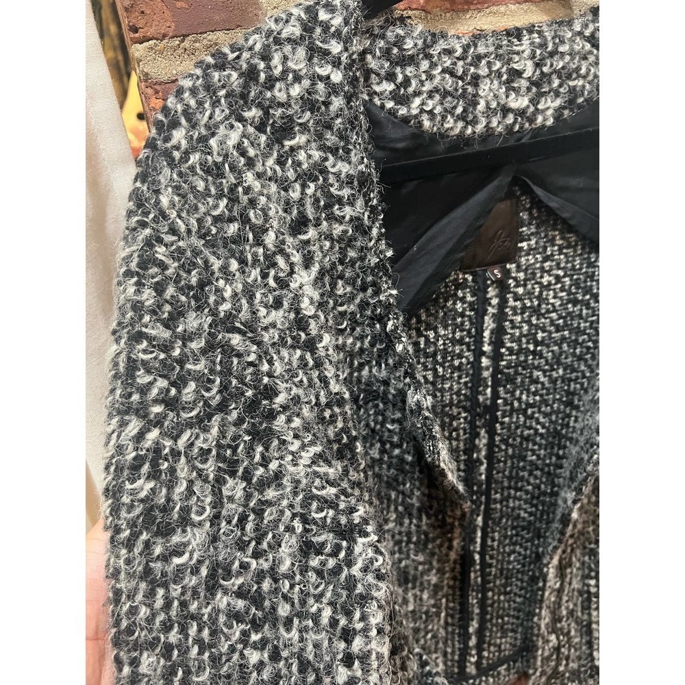 Joie Bouclé Wool Blend Long Cardigan Coat Gray White Size Small - Picture 5 of 7